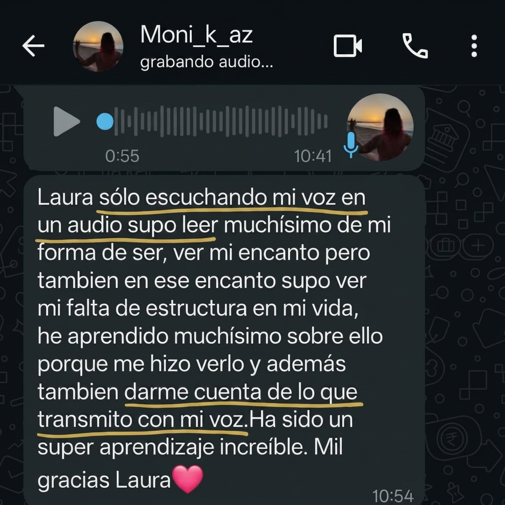 Testimonio de Mónica por WhatsApp